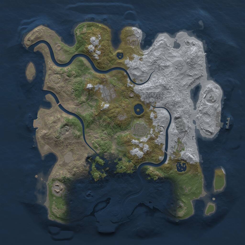 Rust Map: Procedural Map, Size: 3500, Seed: 161775, 11 Monuments