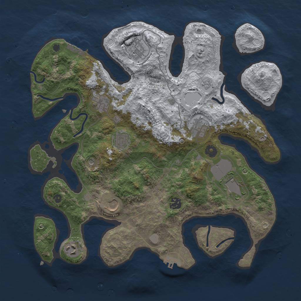 Rust Map: Procedural Map, Size: 3700, Seed: 5054305, 17 Monuments
