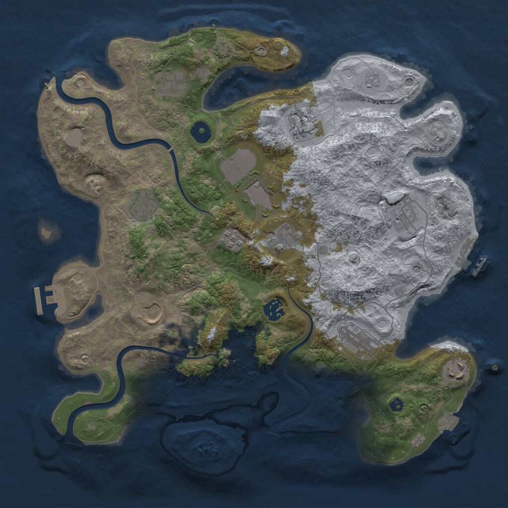 Rust Map: Procedural Map, Size: 3700, Seed: 2999293, 17 Monuments