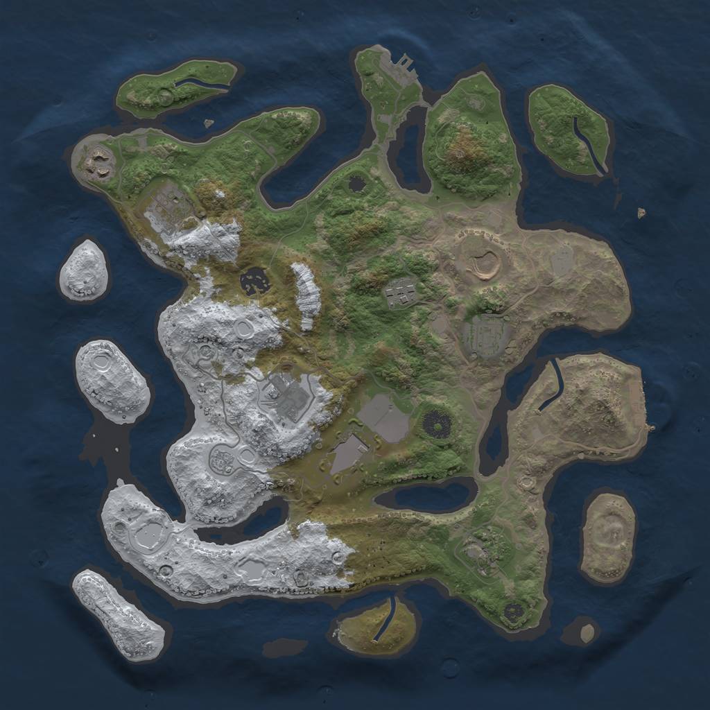 Rust Map: Procedural Map, Size: 3700, Seed: 6388328, 18 Monuments