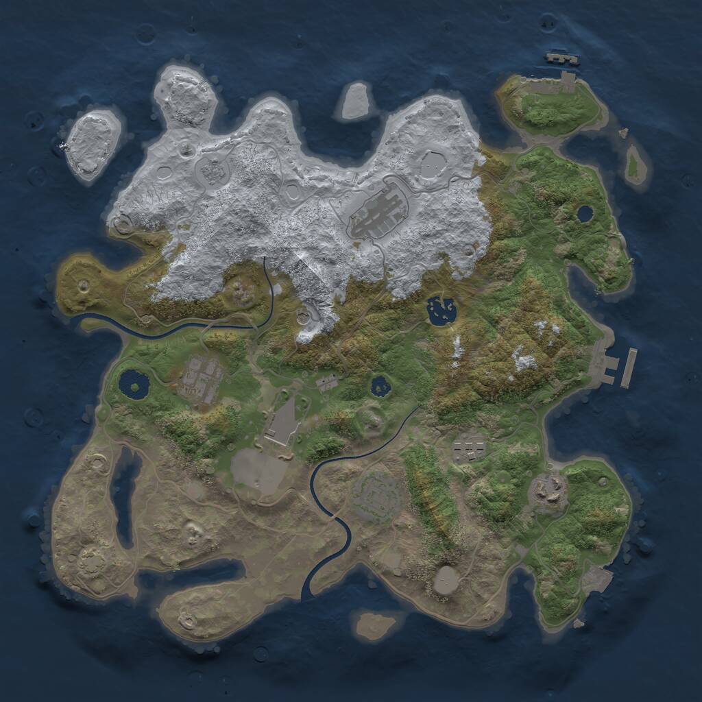 Rust Map: Procedural Map, Size: 3500, Seed: 736429091, 13 Monuments