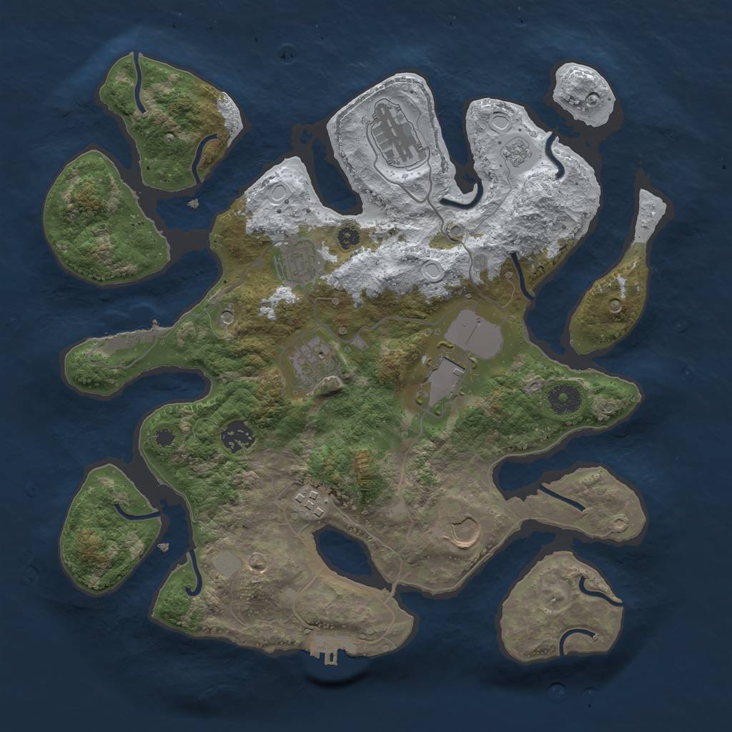 Rust Map: Procedural Map, Size: 3500, Seed: 4917486, 16 Monuments