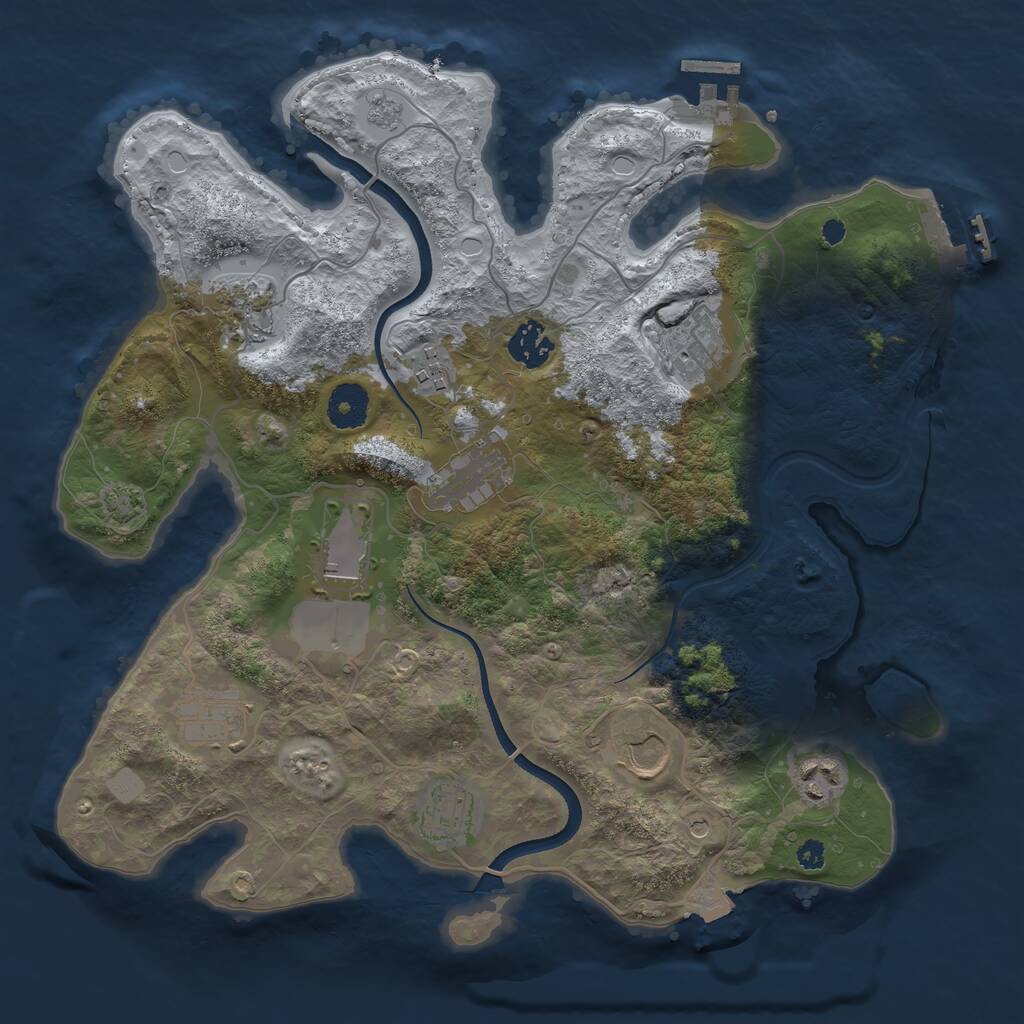 Rust Map: Procedural Map, Size: 3500, Seed: 696159, 16 Monuments