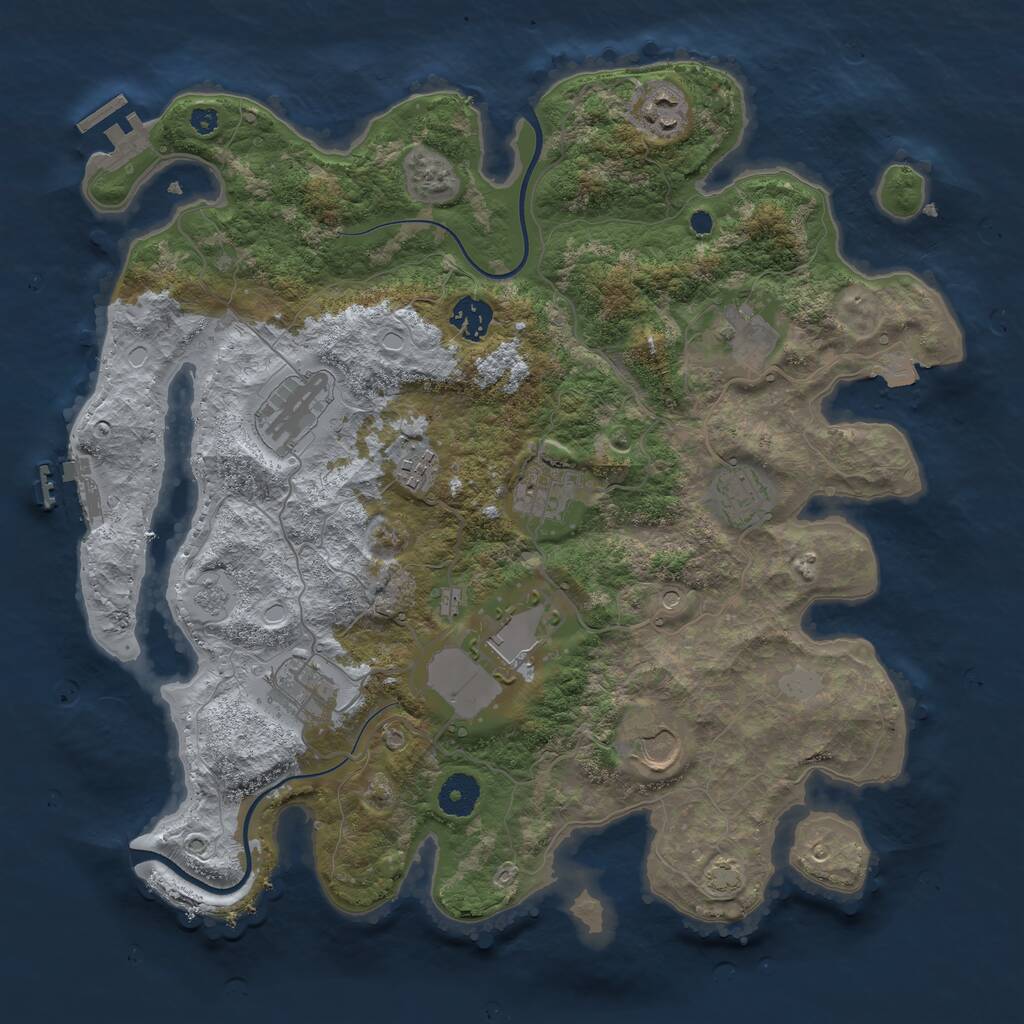 Rust Map: Procedural Map, Size: 3700, Seed: 5194539, 16 Monuments