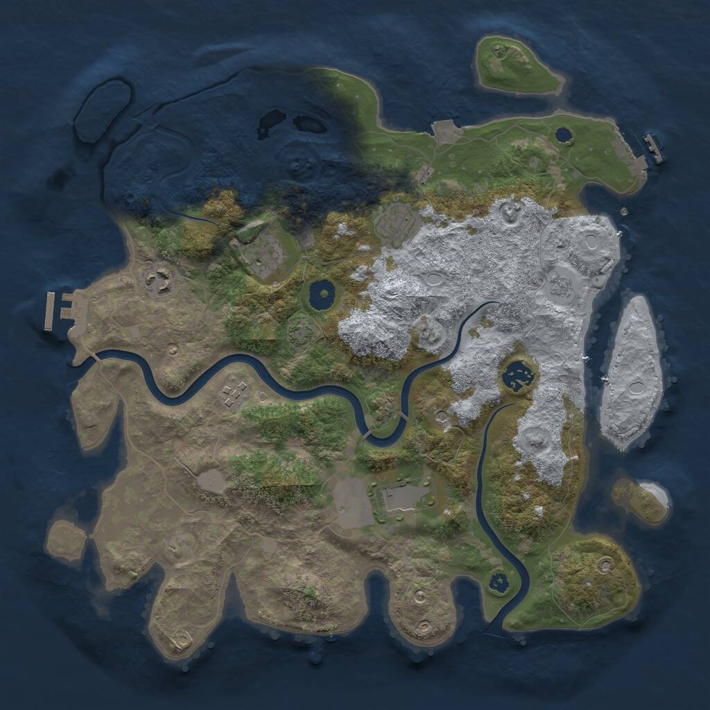 Rust Map: Procedural Map, Size: 3700, Seed: 2410107, 12 Monuments