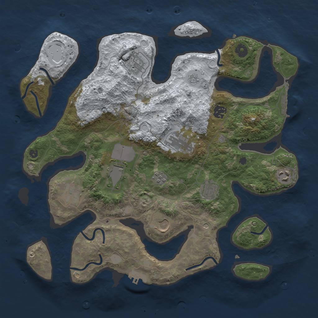 Rust Map: Procedural Map, Size: 3700, Seed: 5461809, 18 Monuments