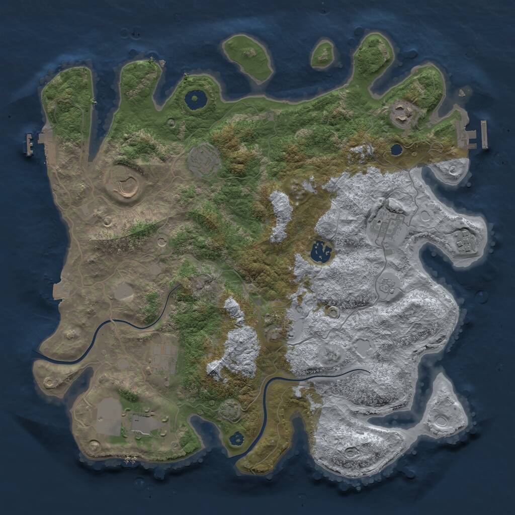 Rust Map: Procedural Map, Size: 3700, Seed: 3355087, 15 Monuments