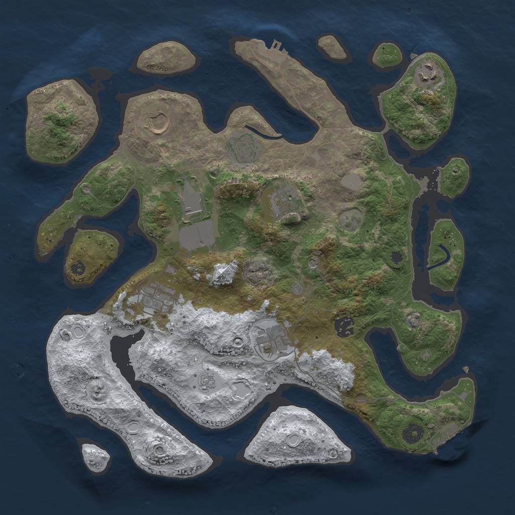 Rust Map: Procedural Map, Size: 3700, Seed: 2299419, 17 Monuments