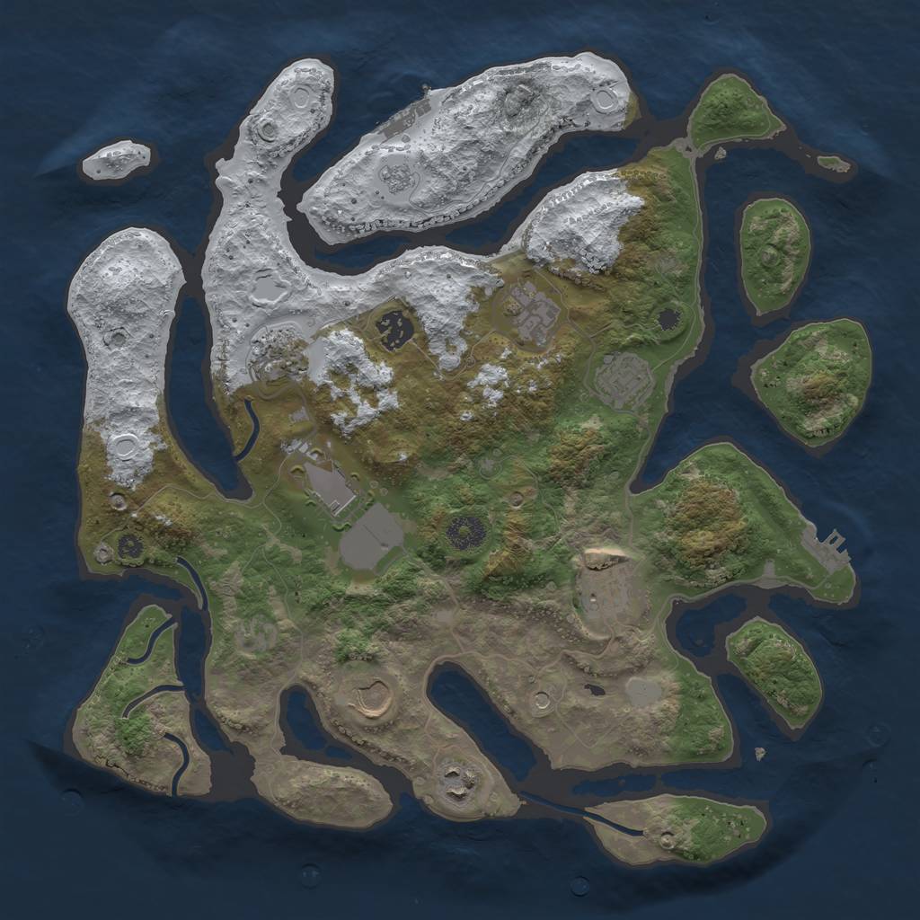 Rust Map: Procedural Map, Size: 3700, Seed: 1838160, 17 Monuments