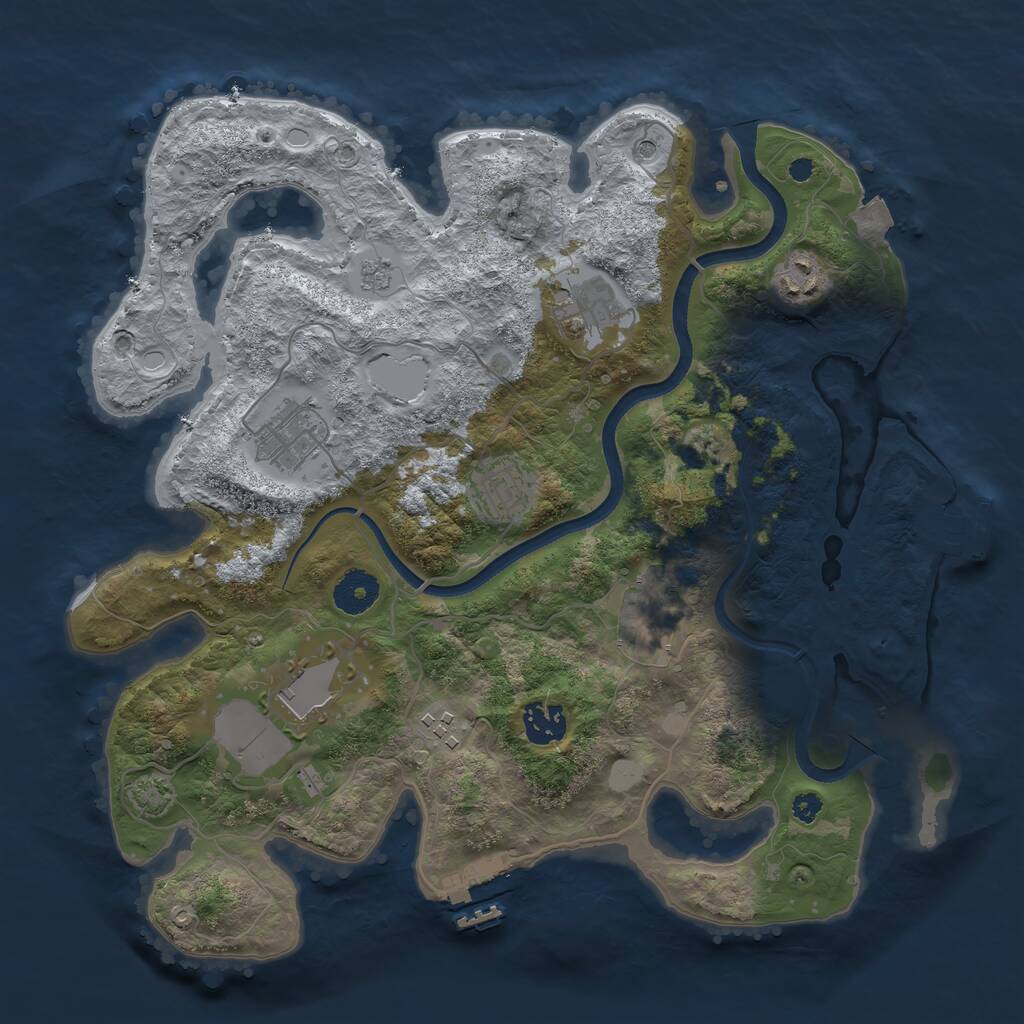 Rust Map: Procedural Map, Size: 3500, Seed: 3530607, 14 Monuments