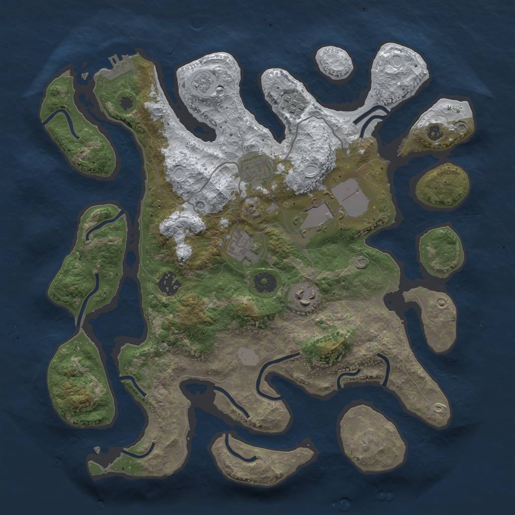 Rust Map: Procedural Map, Size: 3500, Seed: 1229892, 14 Monuments
