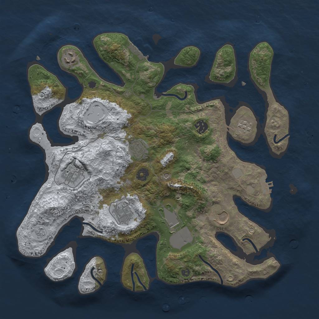 Rust Map: Procedural Map, Size: 3700, Seed: 4544435, 17 Monuments