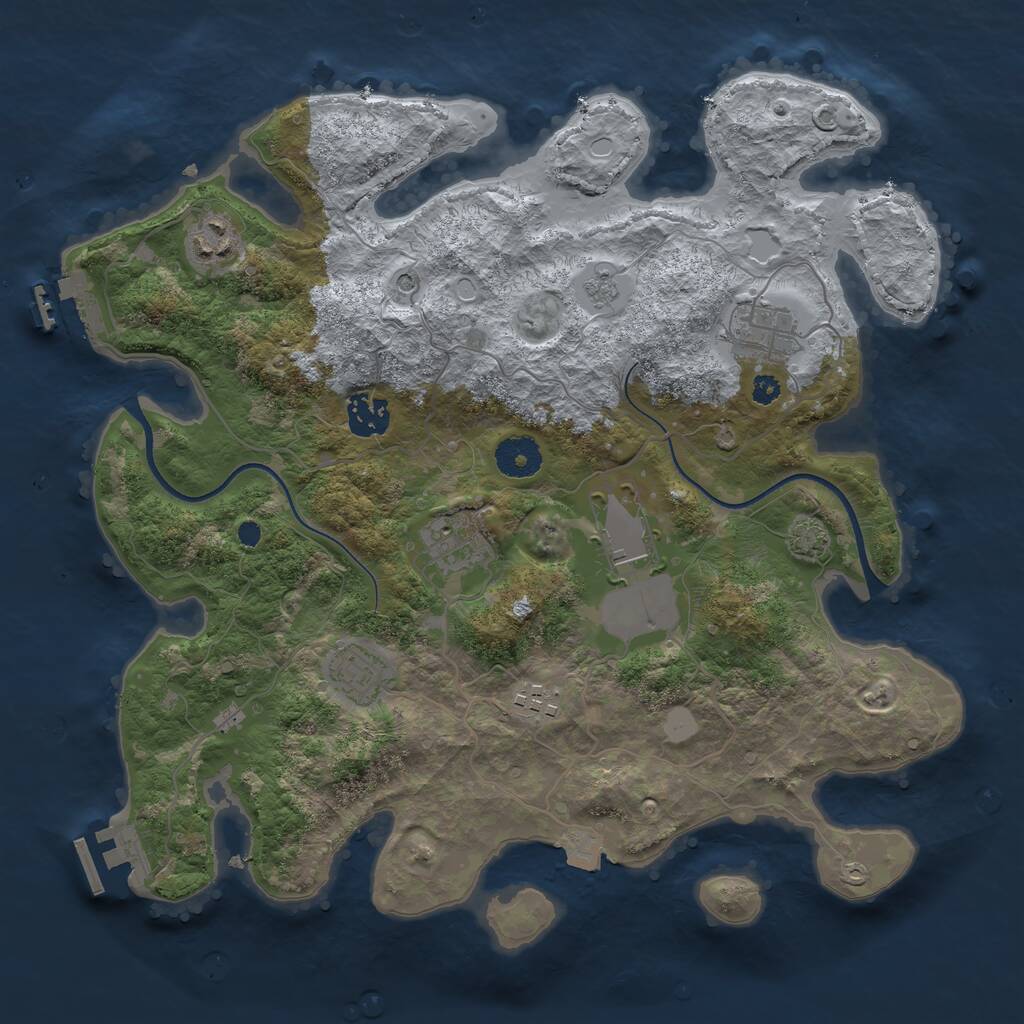 Rust Map: Procedural Map, Size: 3500, Seed: 1840847, 13 Monuments