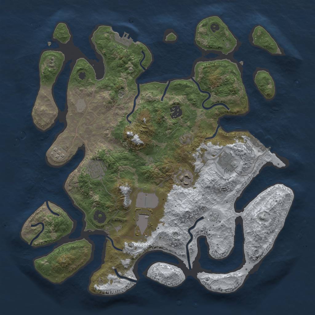 Rust Map: Procedural Map, Size: 3700, Seed: 3510954, 15 Monuments
