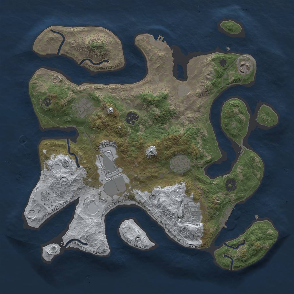 Rust Map: Procedural Map, Size: 3500, Seed: 4168209, 15 Monuments
