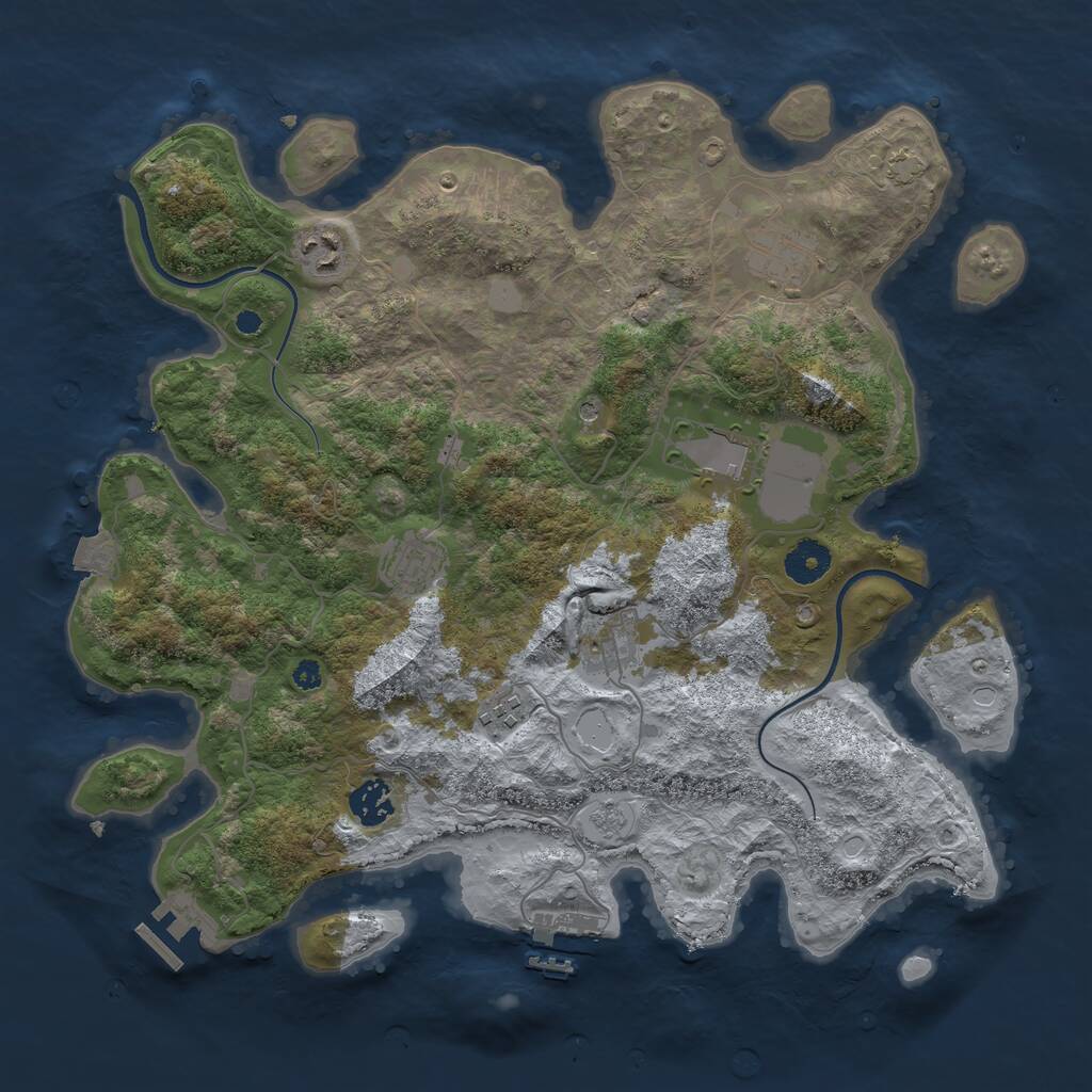 Rust Map: Procedural Map, Size: 3700, Seed: 2858551, 13 Monuments