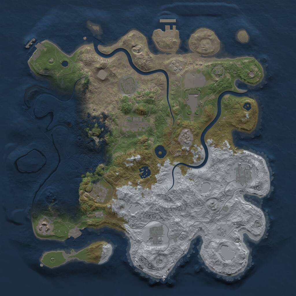 Rust Map: Procedural Map, Size: 3700, Seed: 2021190, 15 Monuments