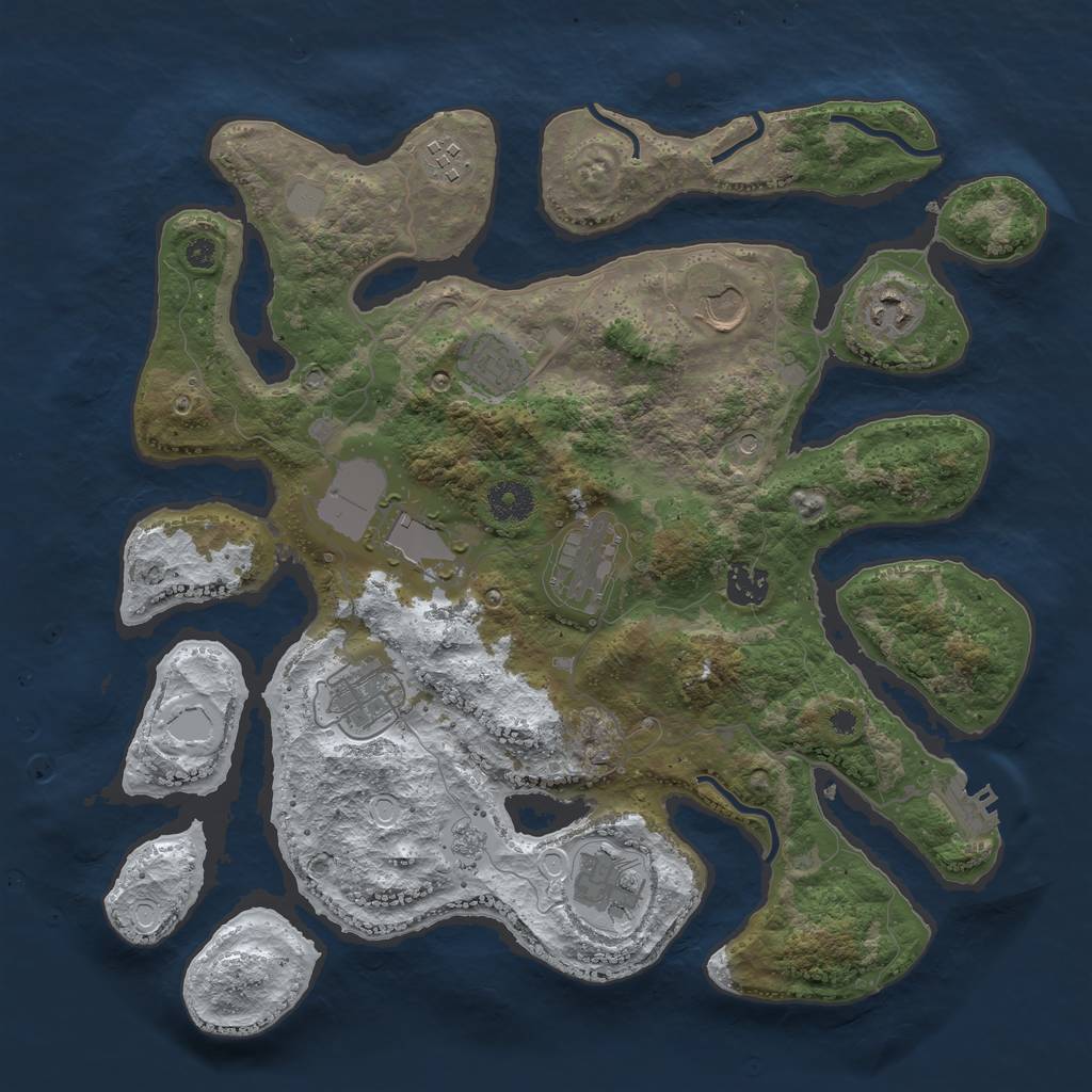 Rust Map: Procedural Map, Size: 3700, Seed: 2340469, 17 Monuments