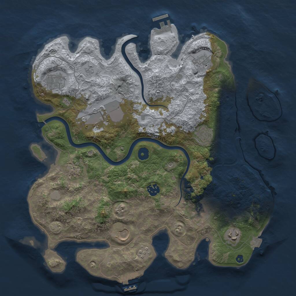 Rust Map: Procedural Map, Size: 3700, Seed: 4170137, 16 Monuments