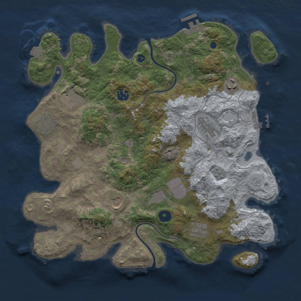 Rust Map: Procedural Map, Size: 3700, Seed: 6437086, 15 Monuments