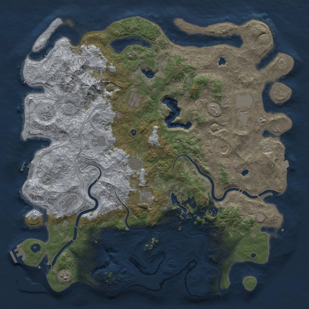 Rust Map: Procedural Map, Size: 5000, Seed: 678345, 17 Monuments