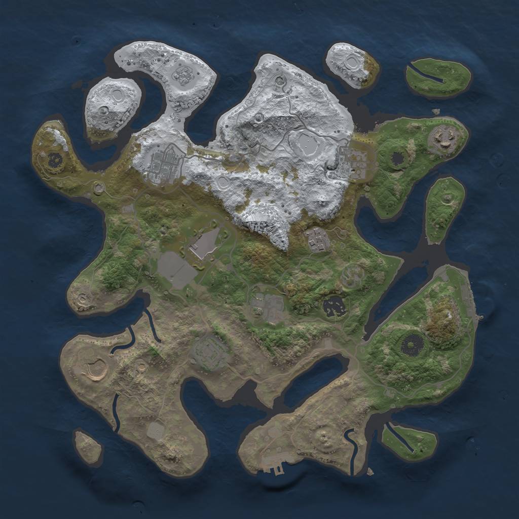 Rust Map: Procedural Map, Size: 3500, Seed: 2155045, 18 Monuments