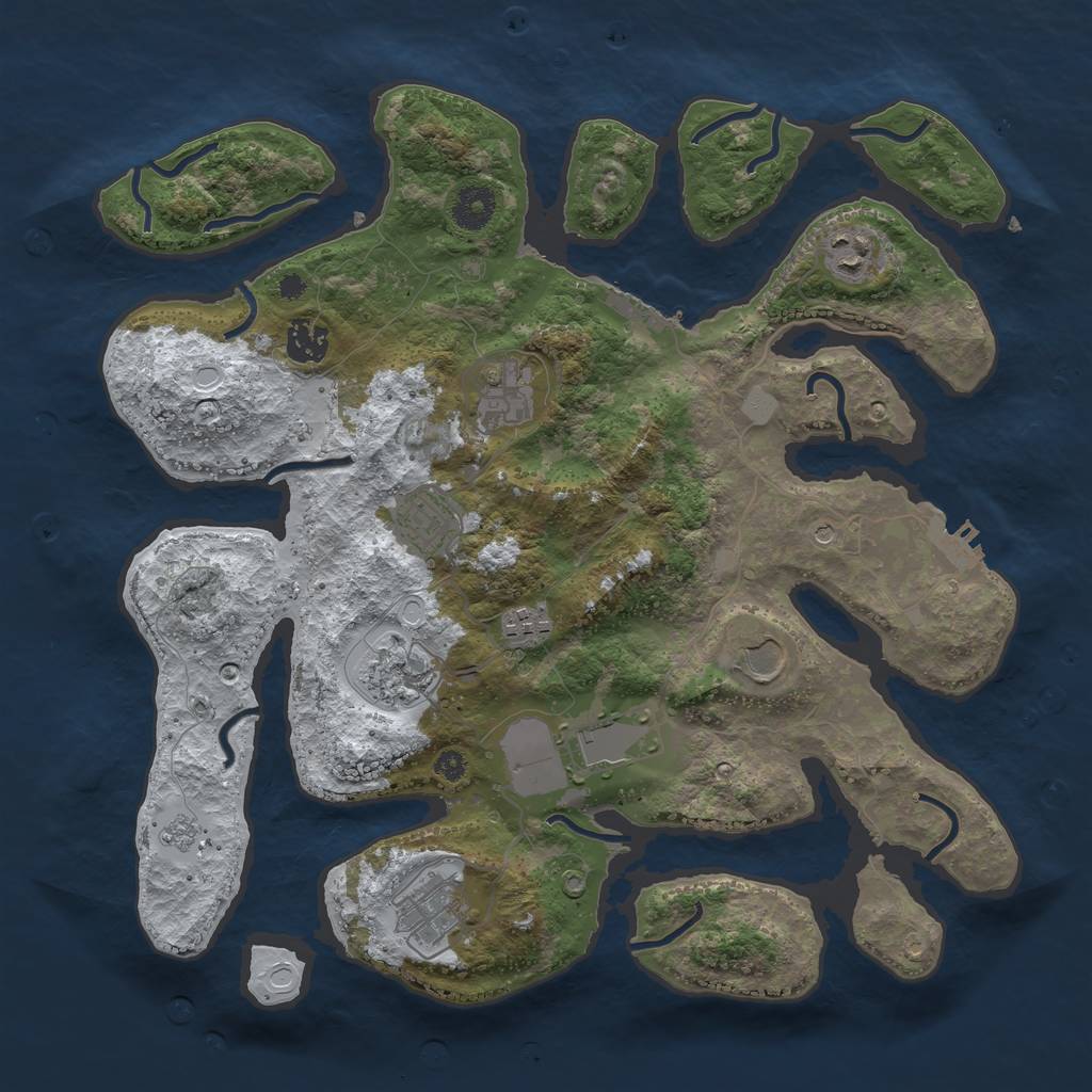 Rust Map: Procedural Map, Size: 3700, Seed: 2853748, 18 Monuments
