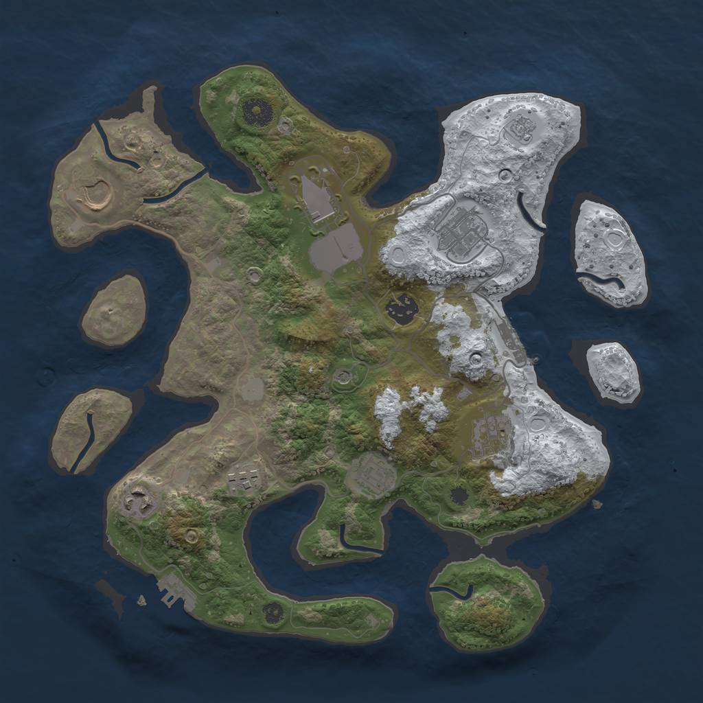 Rust Map: Procedural Map, Size: 3500, Seed: 4202406, 17 Monuments