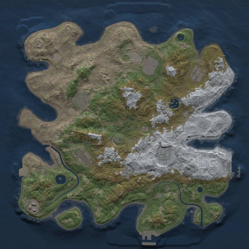 Rust Map: Procedural Map, Size: 3700, Seed: 4886115, 15 Monuments