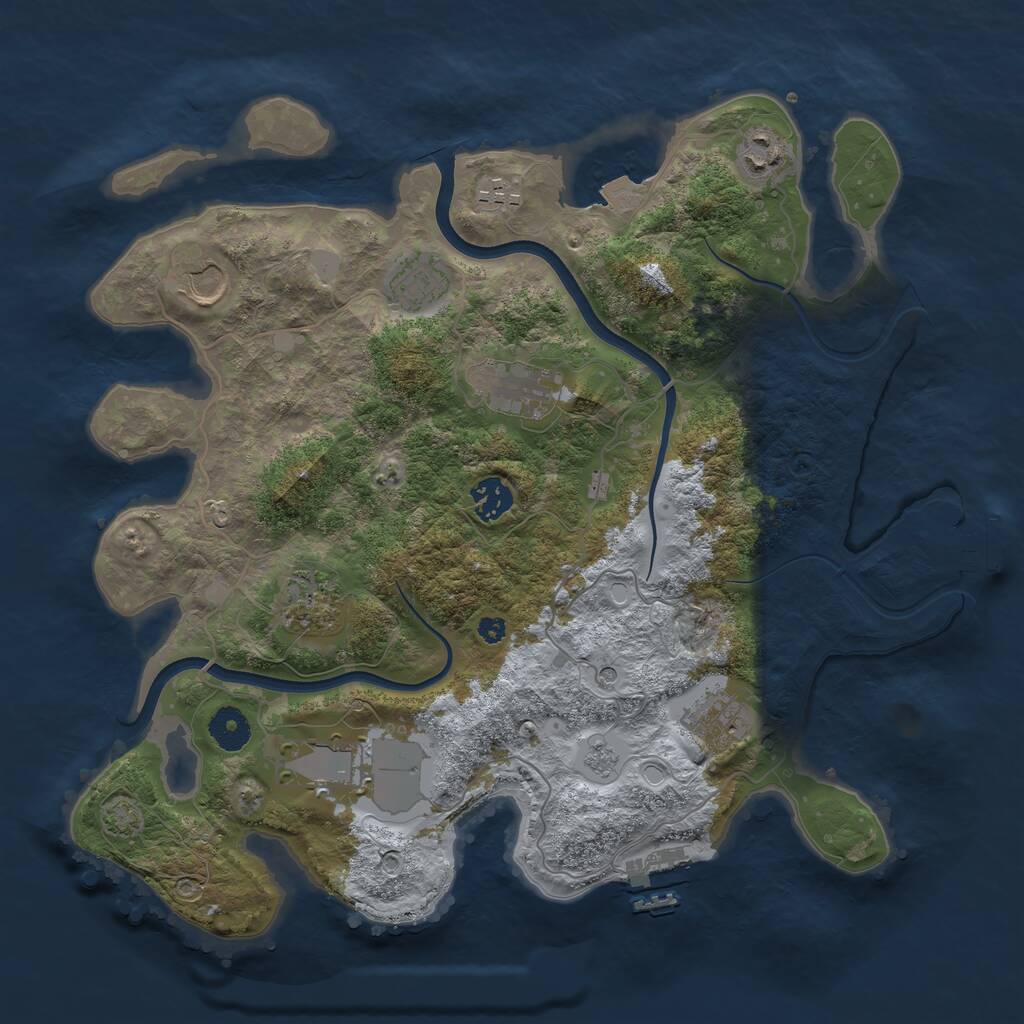 Rust Map: Procedural Map, Size: 3700, Seed: 1938437, 15 Monuments