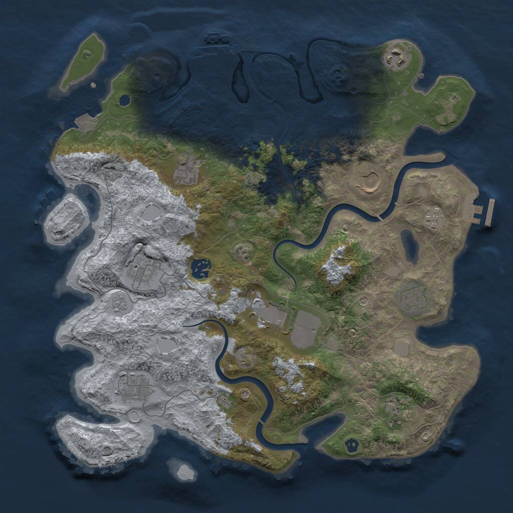 Rust Map: Procedural Map, Size: 3750, Seed: 5301762, 16 Monuments