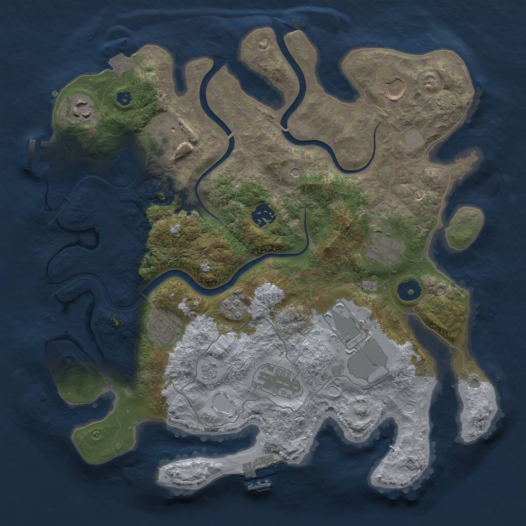 Rust Map: Procedural Map, Size: 3550, Seed: 910524, 15 Monuments