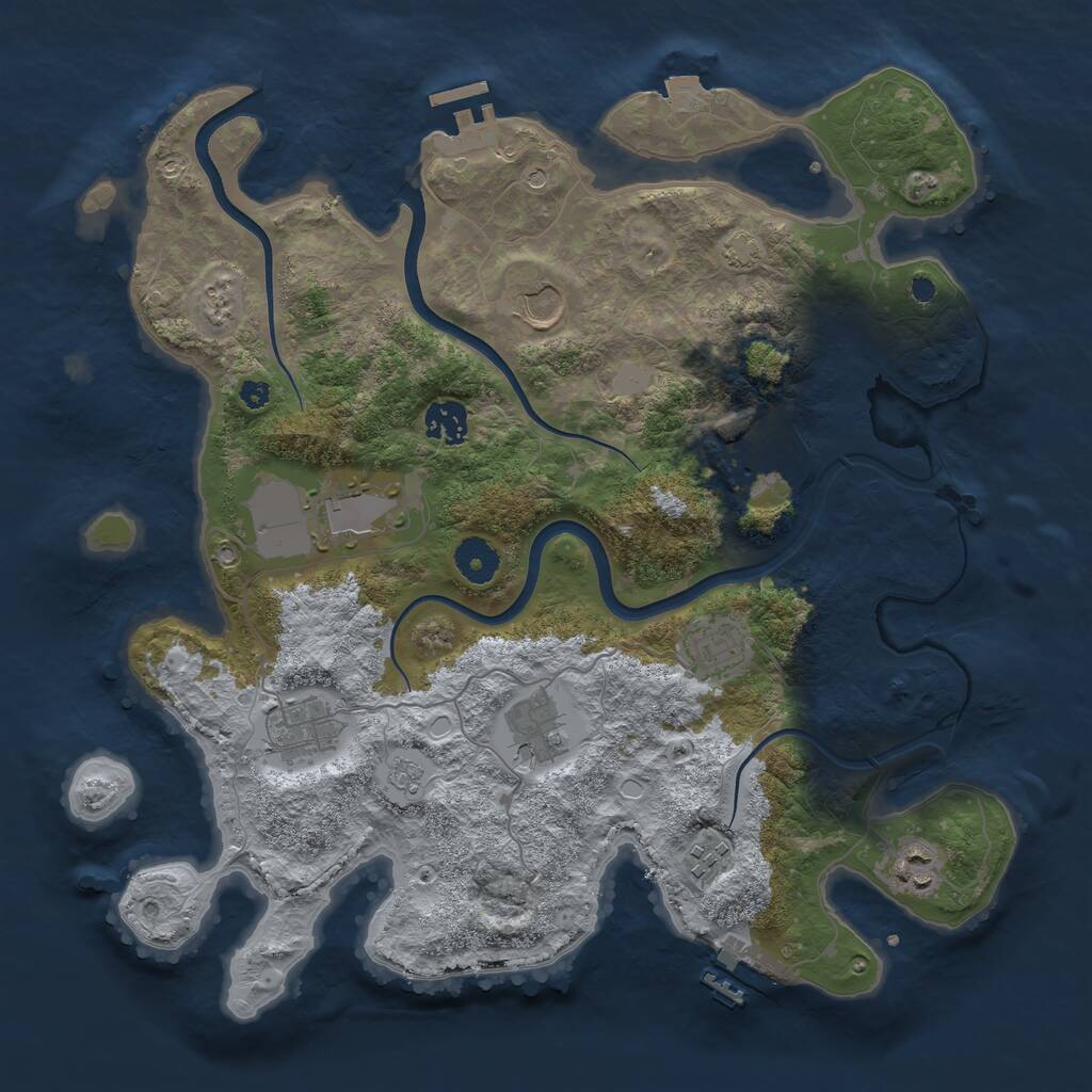 Rust Map: Procedural Map, Size: 3700, Seed: 2254193, 15 Monuments