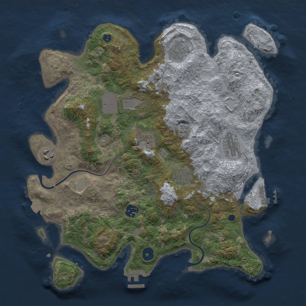 Rust Map: Procedural Map, Size: 3700, Seed: 1684471, 14 Monuments