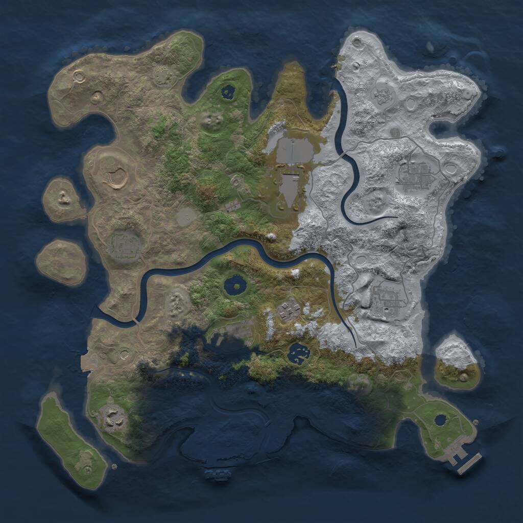 Rust Map: Procedural Map, Size: 3700, Seed: 3693725, 15 Monuments