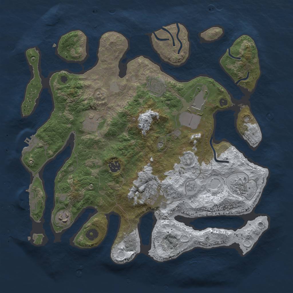 Rust Map: Procedural Map, Size: 3700, Seed: 1824870, 17 Monuments