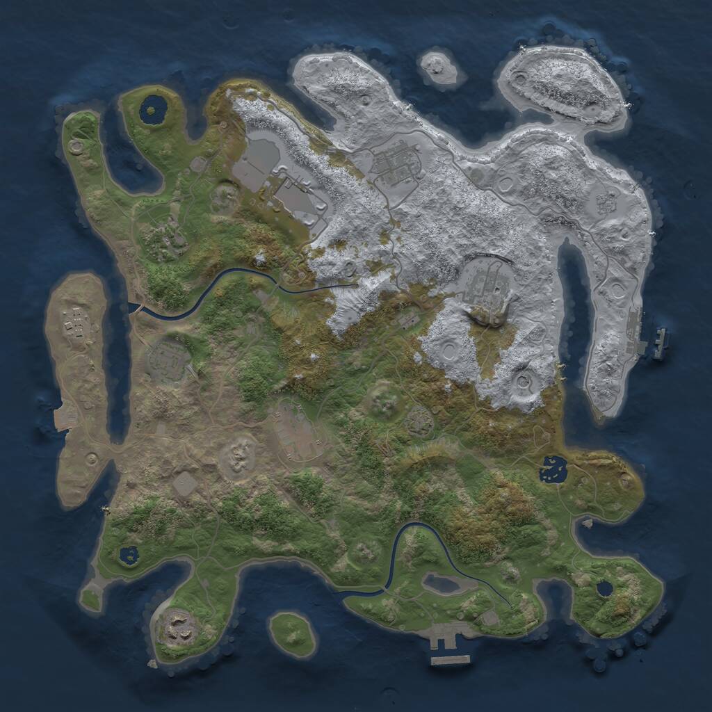Rust Map: Procedural Map, Size: 3700, Seed: 1055897, 15 Monuments