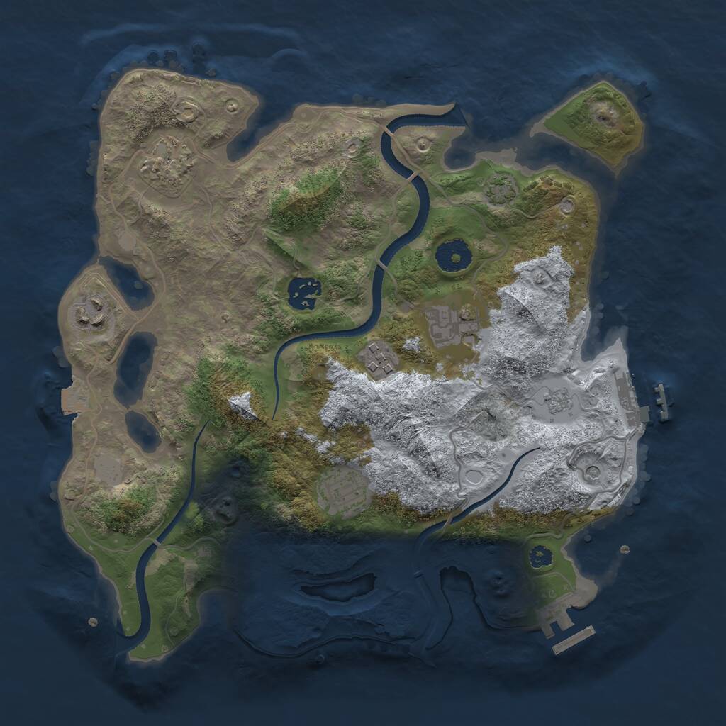 Rust Map: Procedural Map, Size: 3200, Seed: 865155042, 12 Monuments