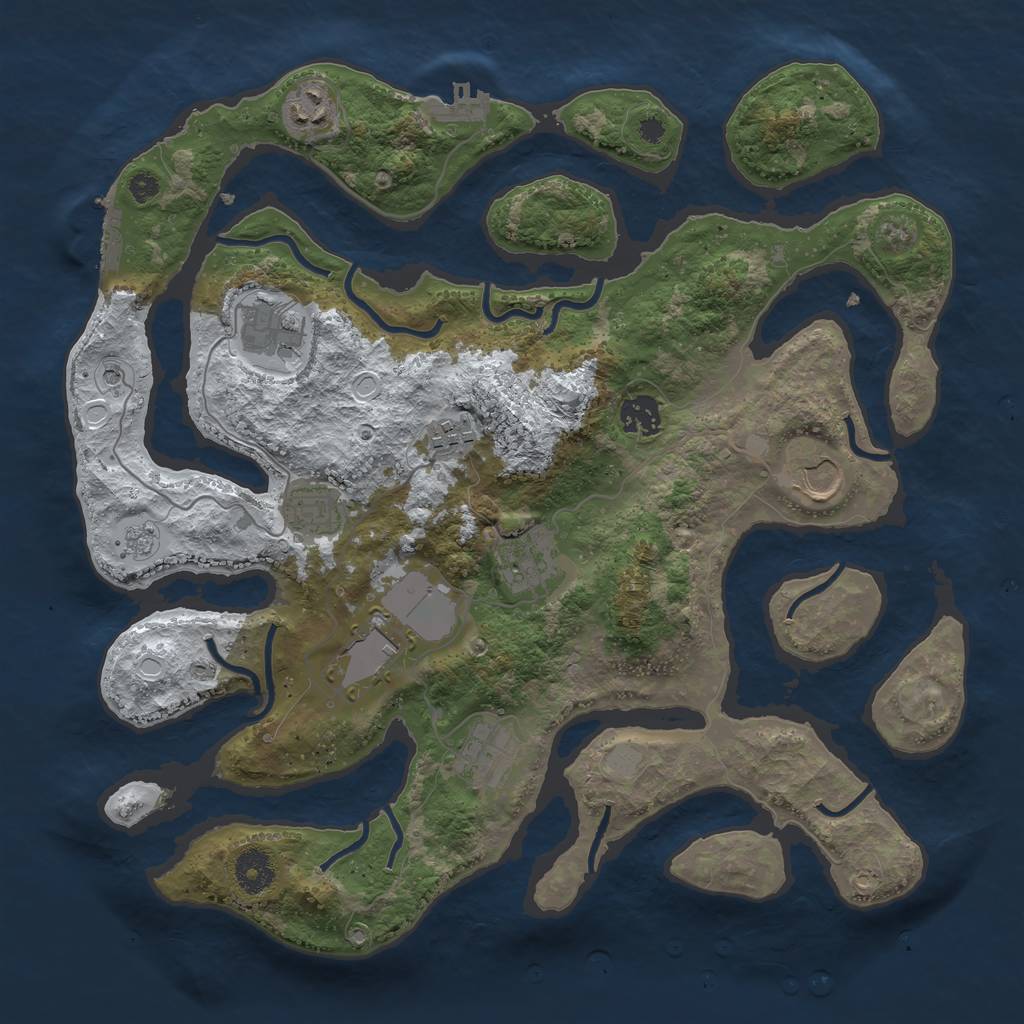 Rust Map: Procedural Map, Size: 3700, Seed: 4409697, 18 Monuments