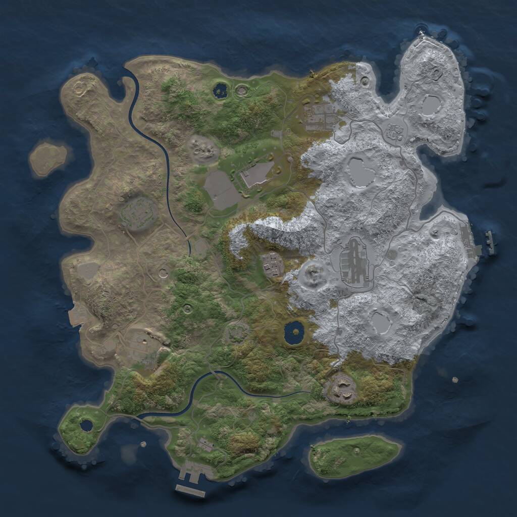 Rust Map: Procedural Map, Size: 3500, Seed: 5393263, 13 Monuments