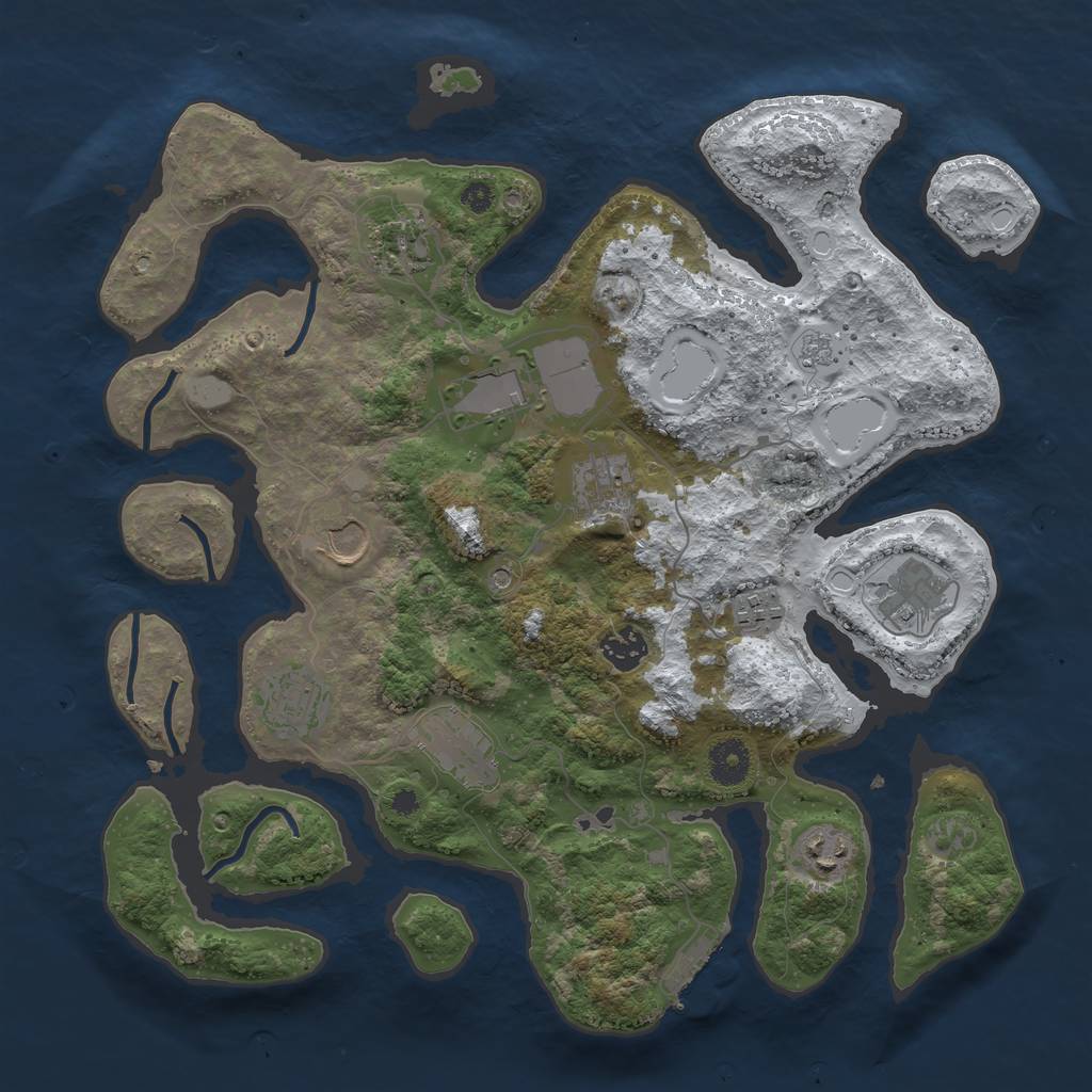 Rust Map: Procedural Map, Size: 3700, Seed: 3428170, 18 Monuments