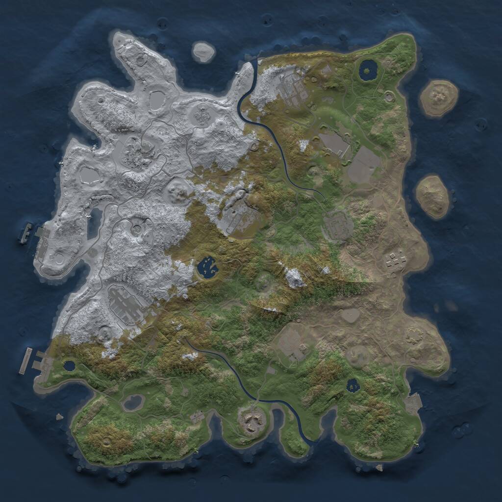 Rust Map: Procedural Map, Size: 3700, Seed: 1368083, 16 Monuments