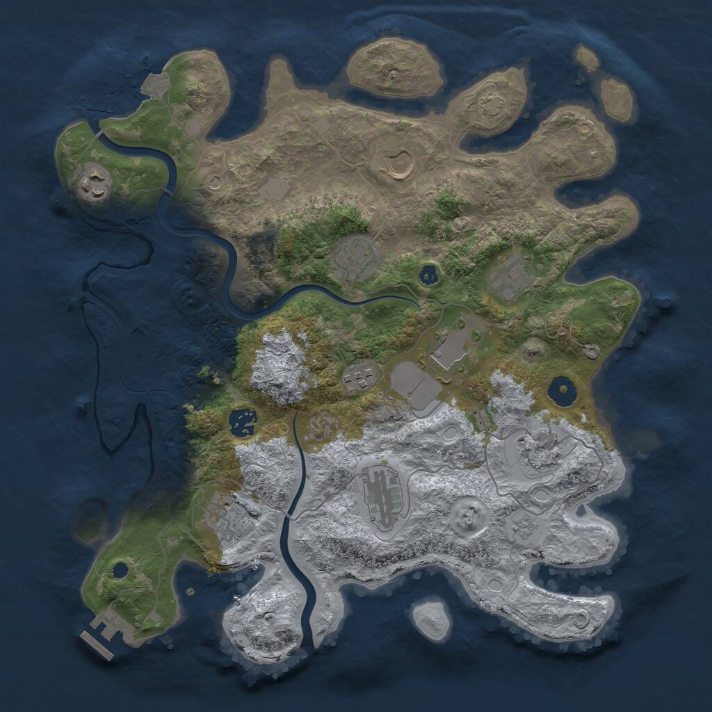 Rust Map: Procedural Map, Size: 3700, Seed: 2394349, 15 Monuments