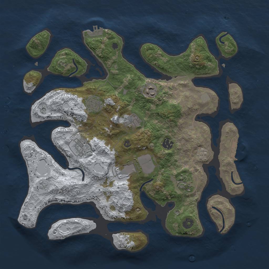 Rust Map: Procedural Map, Size: 3700, Seed: 5163130, 17 Monuments