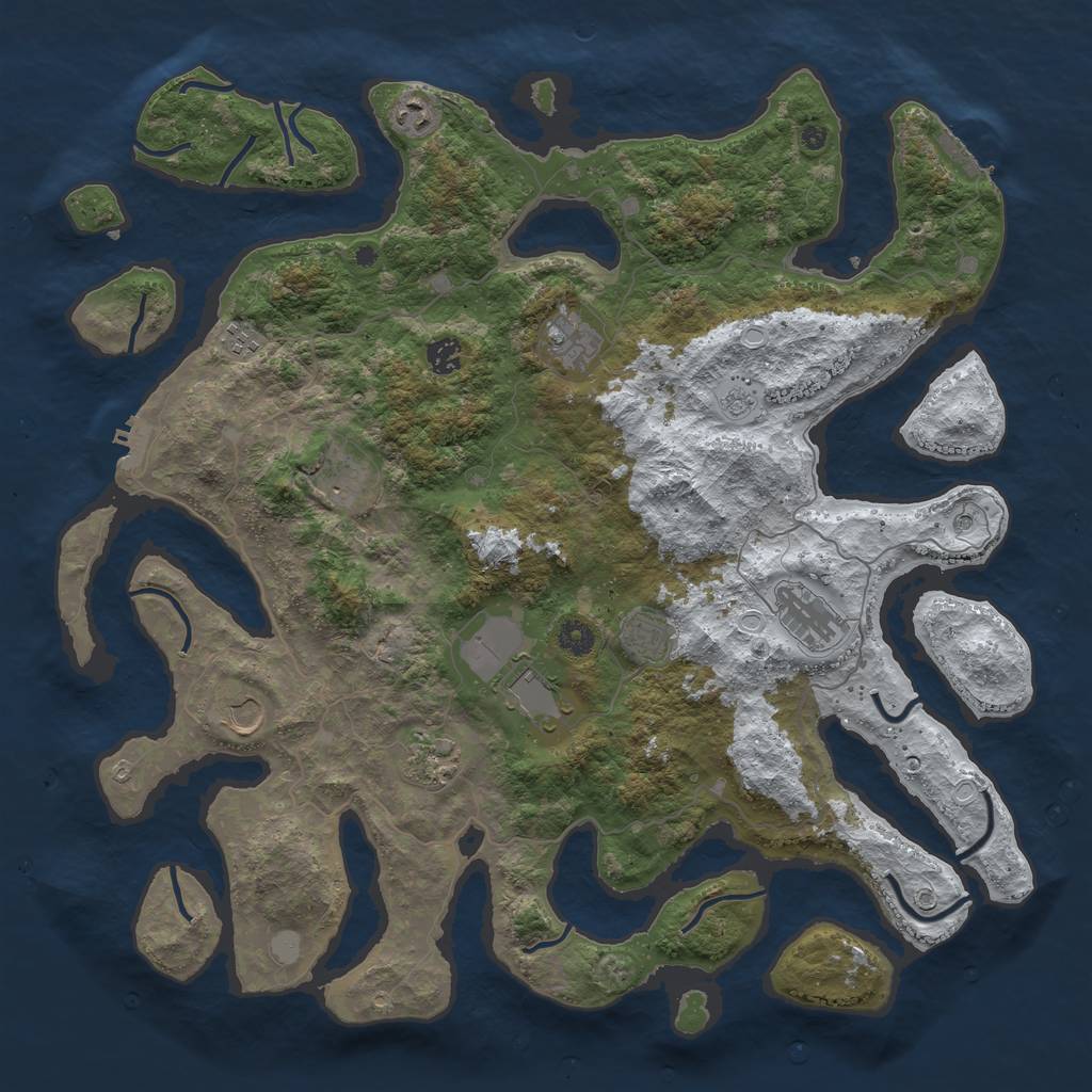 Rust Map: Procedural Map, Size: 4500, Seed: 3181843, 19 Monuments