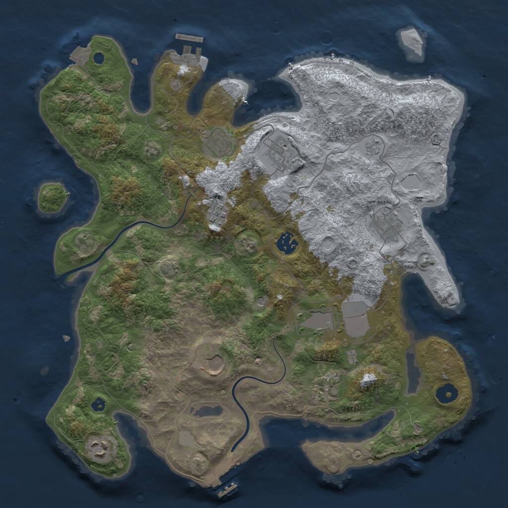 Rust Map: Procedural Map, Size: 3700, Seed: 1864297, 15 Monuments