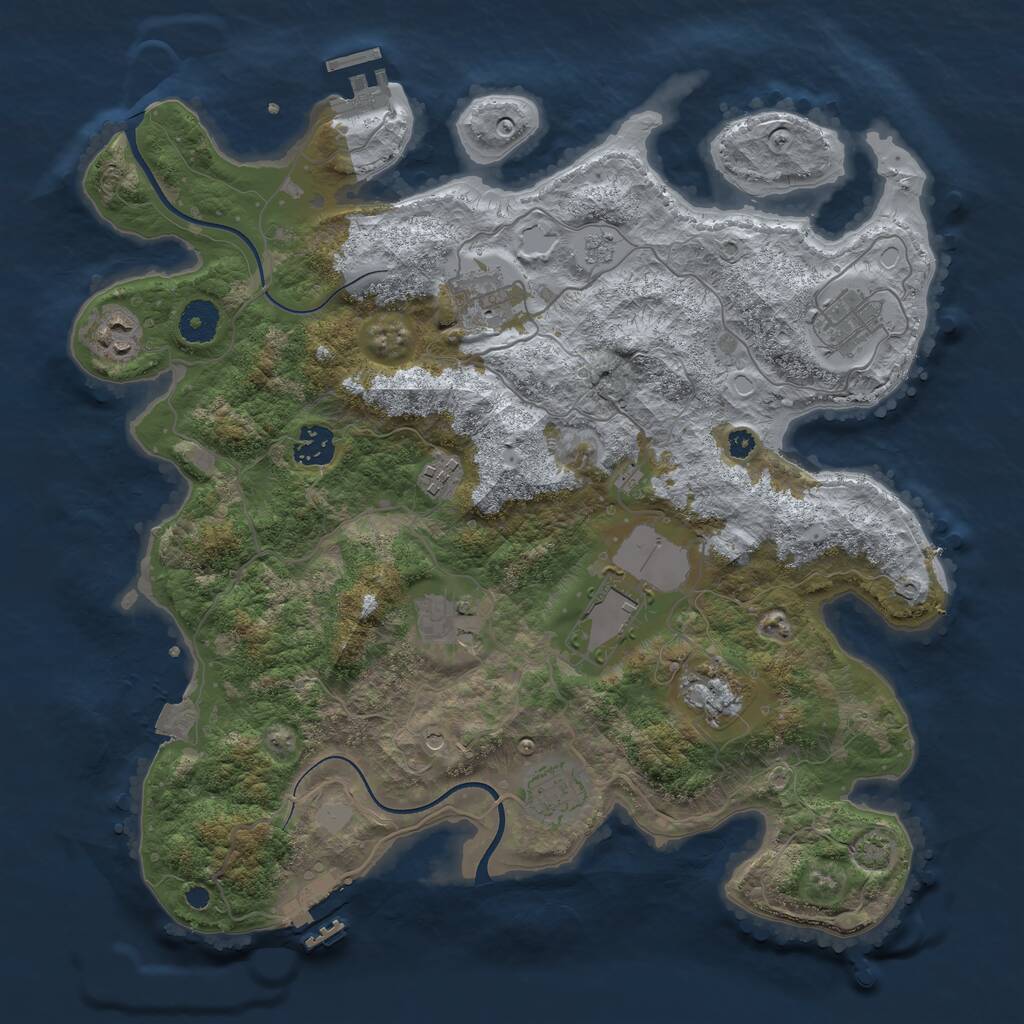 Rust Map: Procedural Map, Size: 3700, Seed: 6075817, 15 Monuments