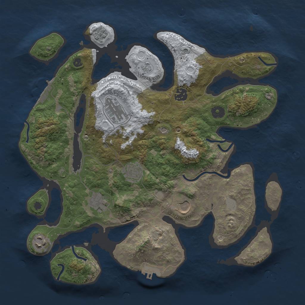 Rust Map: Procedural Map, Size: 3500, Seed: 530320, 16 Monuments