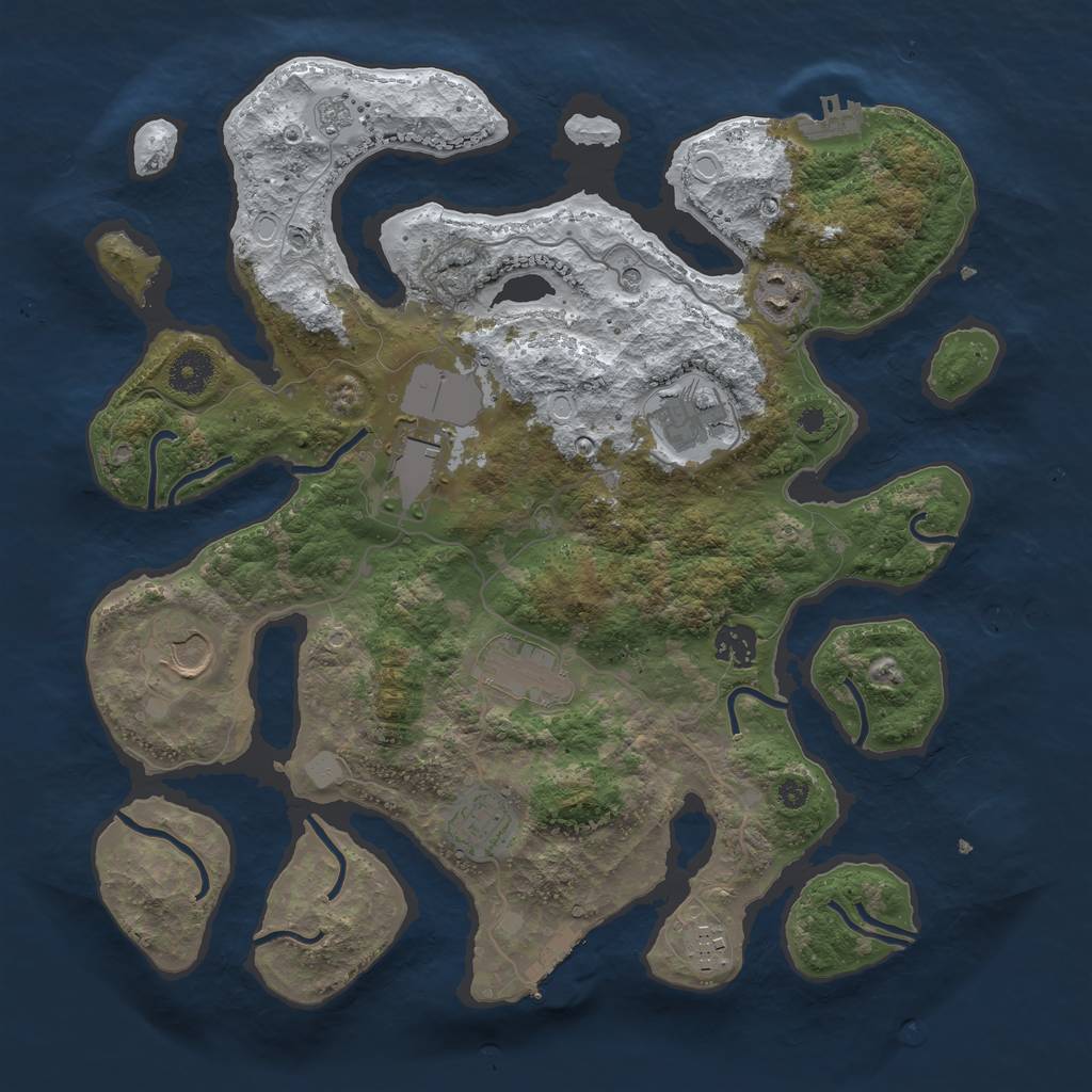 Rust Map: Procedural Map, Size: 3700, Seed: 6055038, 17 Monuments