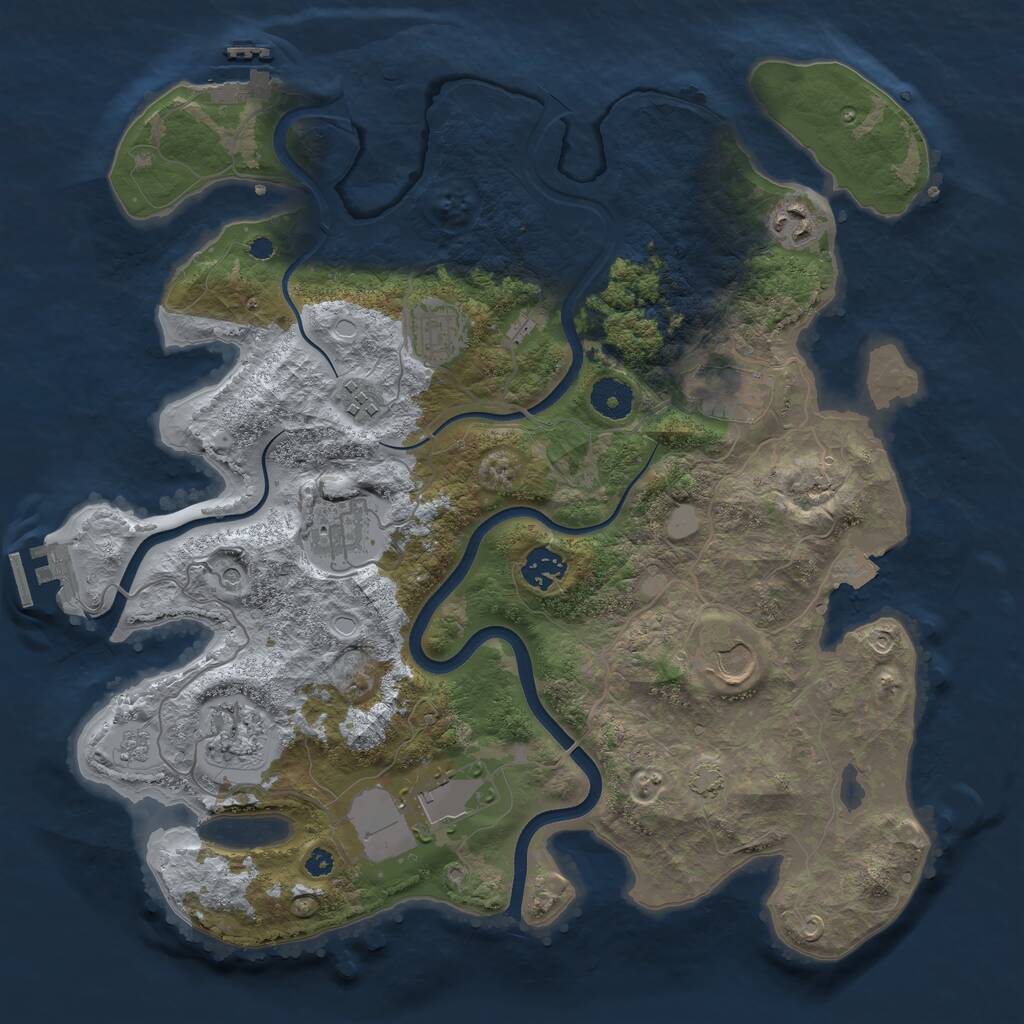 Rust Map: Procedural Map, Size: 3700, Seed: 6462381, 15 Monuments